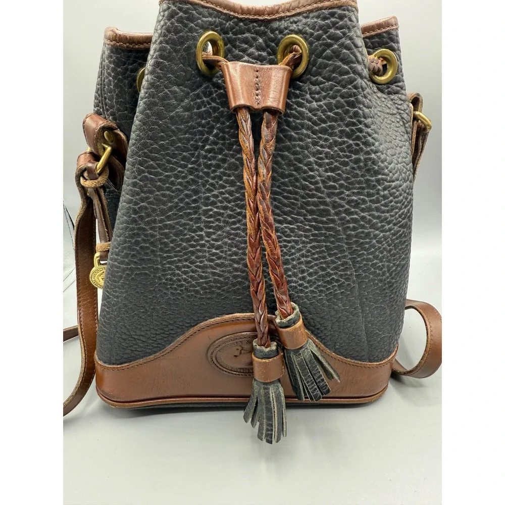 Vintage Dooney & Bourke Drawstring Bucket Bag Black Brown, Wallet, Eyeglass Case